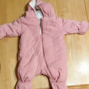 Pink Baby Snowsuit with Hood